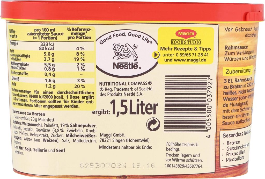 Dose Maggi - Rahm-Sauce zu Braten - 1,5 L Produktbild 2