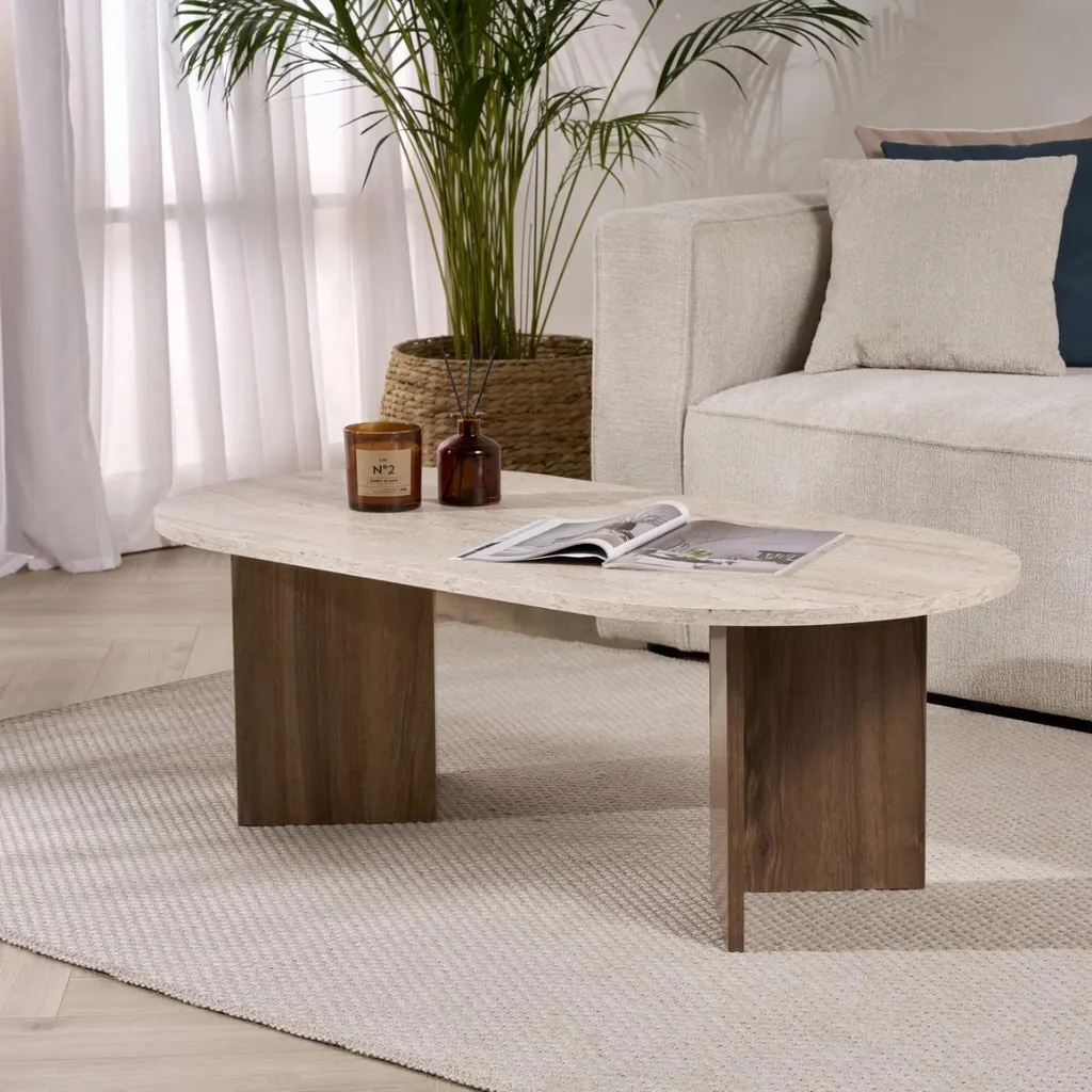 Table basse ovale anti-choc pour salon étroit, modèle compact IRIS - 2