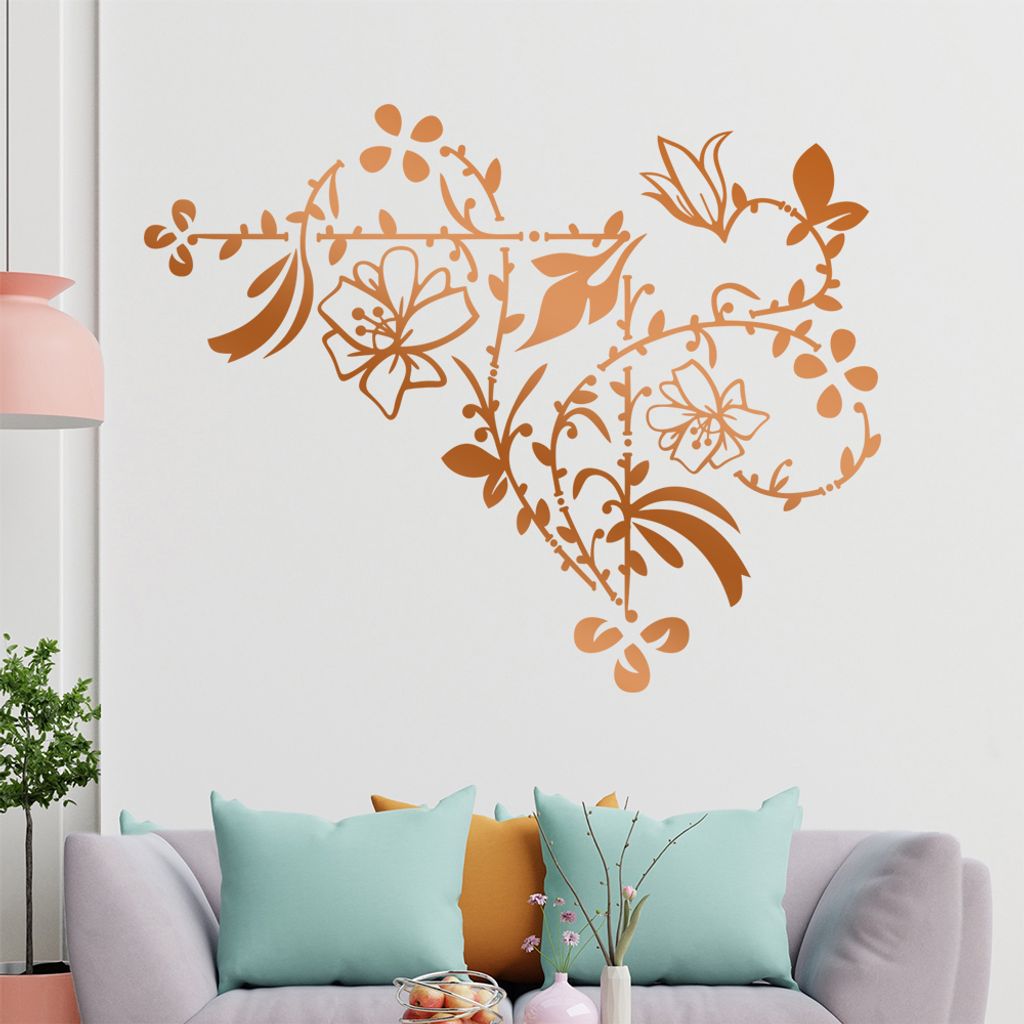 Blumenranke - Linien Wandtattoo in 6 Größen - Wandaufkleber Wall Sticker - Dekoration, Küche, Wohnzimmer, Schlafzimmer, Badezimmer