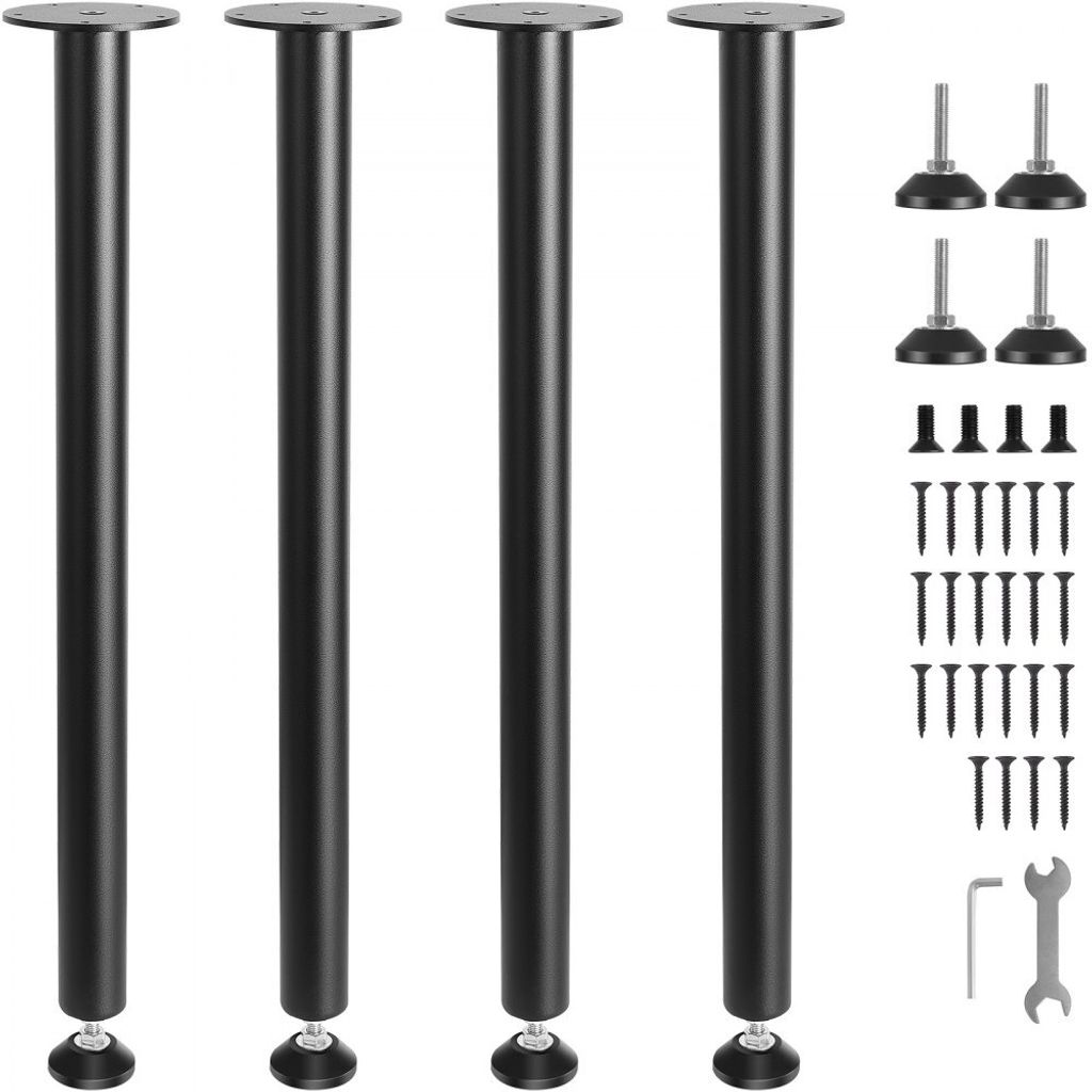 4er-Set Tischbeine Tischkufen 711,2mm - Kohlenstoffstahl mattschwarz - 544kg Tragfähigkeit - Küchentische Wohnzimmerkonsolen Studio-Tische