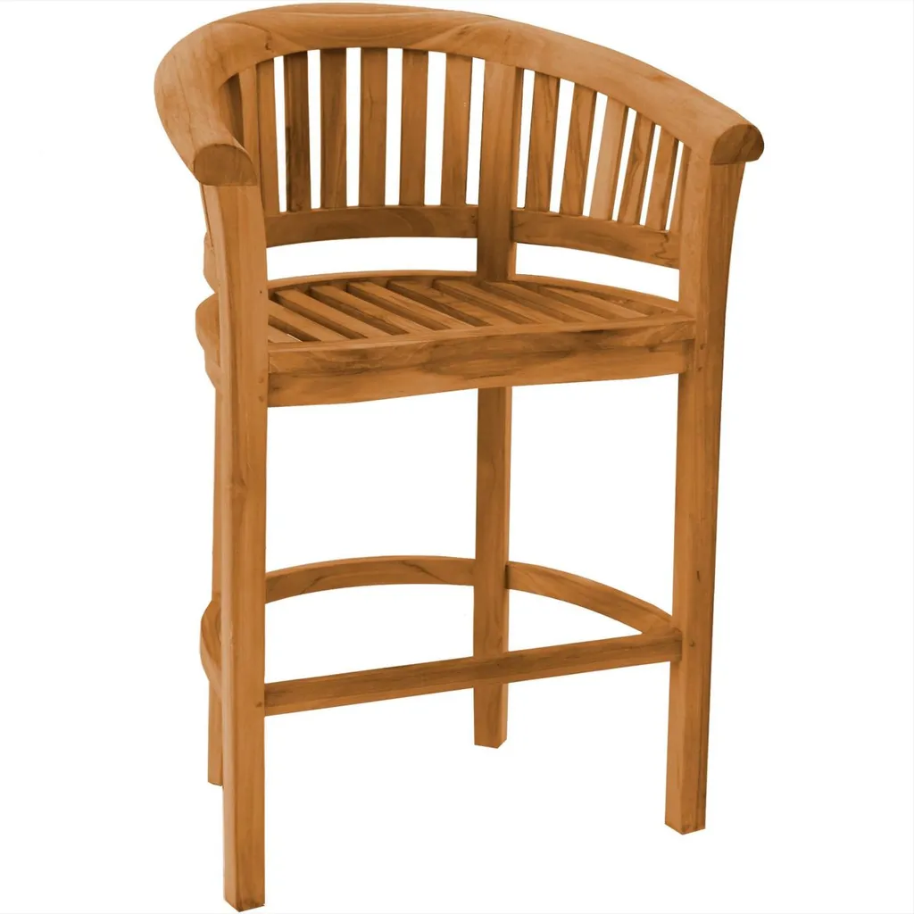 Tabouret de bar stable et confortable en bois de teck et rotin 113cm