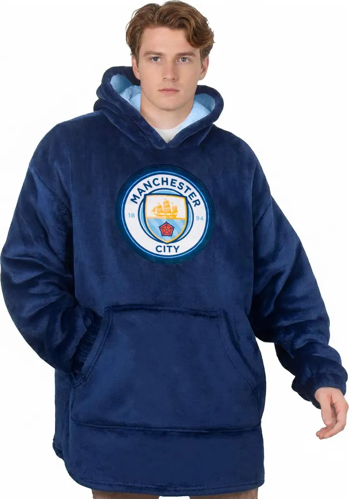 Hoodie Manchester City XL-3XL coupe large pour homme et femme marine