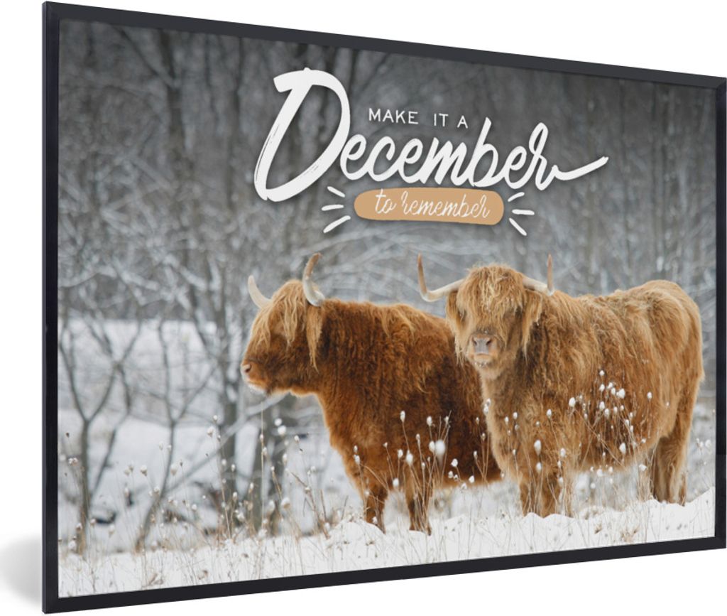 MuchoWow Gerahmtes Poster Sprichwörter - 'Mach einen unvergesslichen Dezember' - Zitate 90x60 cm - Poster mit Schwarzem Bilderrahmen Wandposter ...
