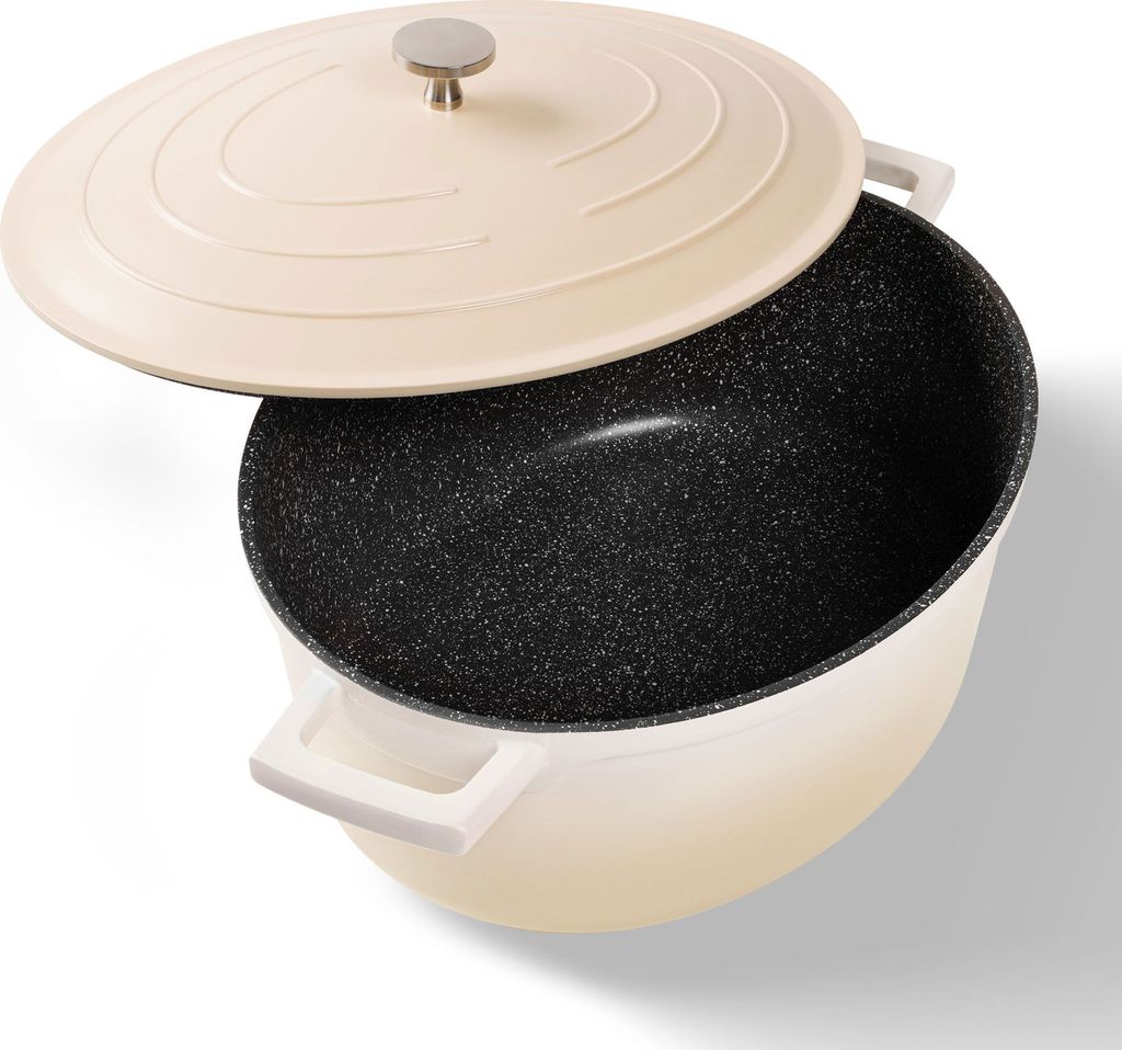 STONELINE Cocotte Bräter Oval 32x25 cm Creme | mit Deckel