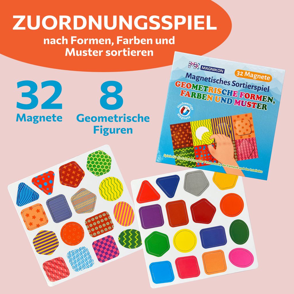 Magnetisches Sortierspiel Geometrische Formen Farben und Produktbild 