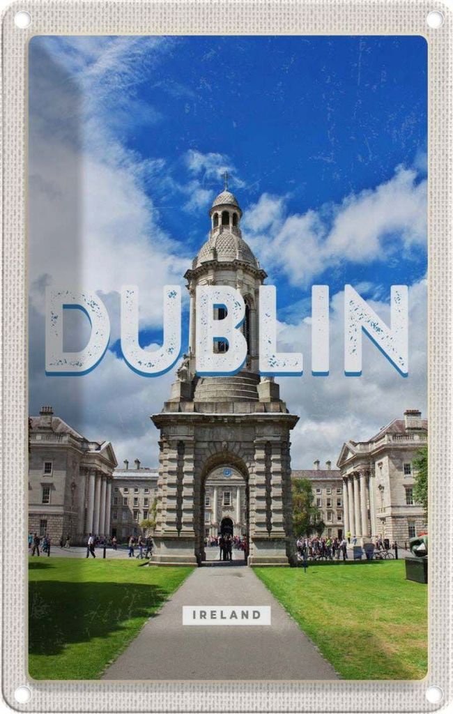 vianmo Blechschild 30x20 cm Retro Dublin Ireland Reiseziel Stadt Bildmotiv Reisemotiv Abenteuer Reisen Urlaub