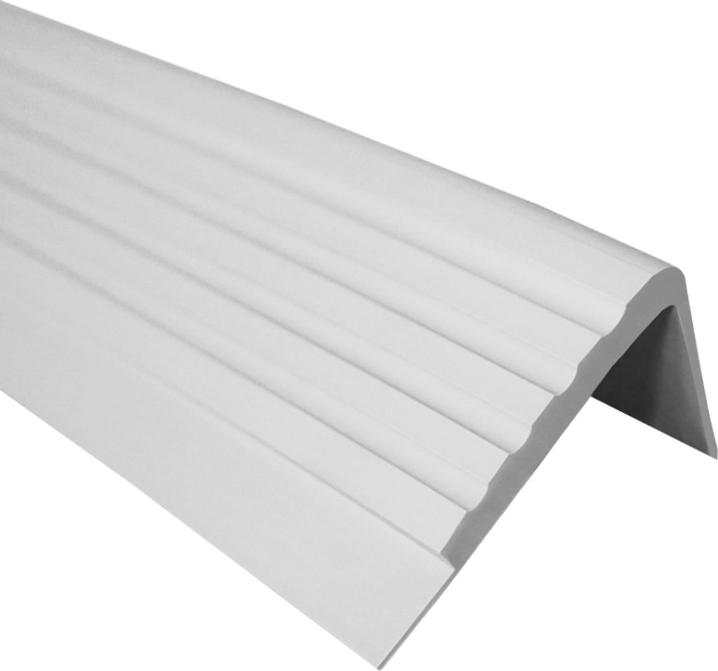 QUEST Treppenkantenprofil 50x45mm, 1.5m, Treppenprofil PVC für Treppenstufen, Treppenkantenschutz mit Rillen, Antirutsch, RO, grau