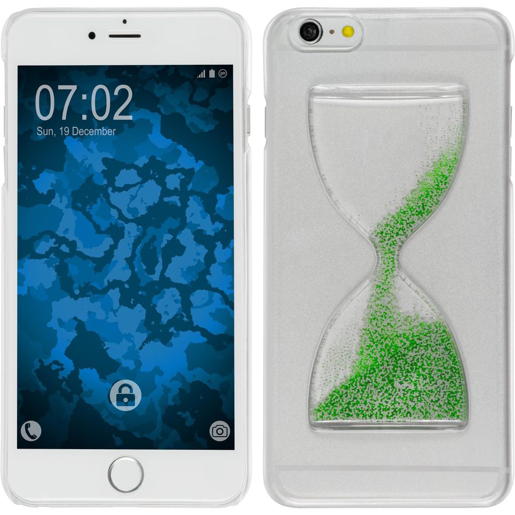 PhoneNatic Case kompatibel mit Apple iPhone 6 Plus / 6s Plus - Hülle grün-weiß Sanduhr Hard-case + 2 Schutzfolien