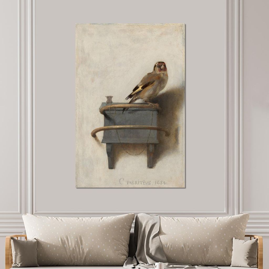 MuchoWow Wanddekoration Metall Metallbild Wandkunst 100x150 cm Der Stieglitz - Carel Fabritius MuchoWow Aluminium Gemälde - Bild
