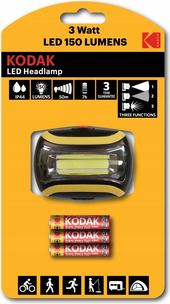 Latarka Czołowa KODAK LED HEADLAMP 150lm IP44 3AAA Zdjęcie produktu 