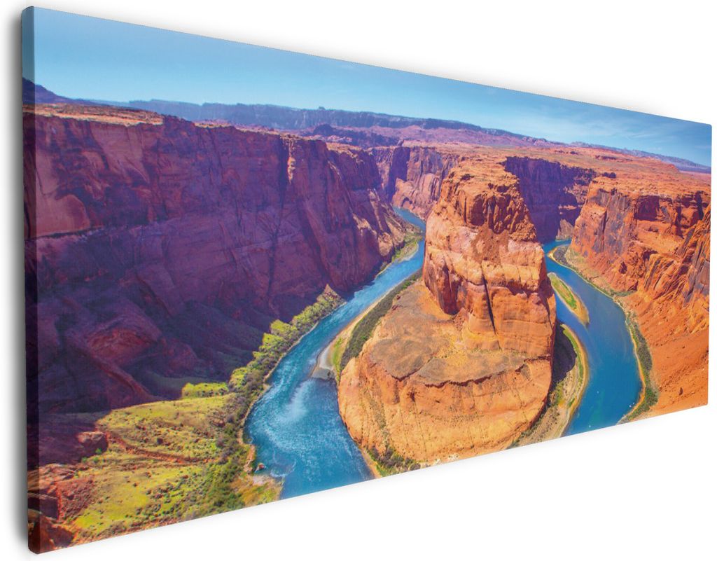 Wallario Premium Leinwandbild Hufeisenförmiger Mäander des Colorado River in Größe 50 x 125 cm