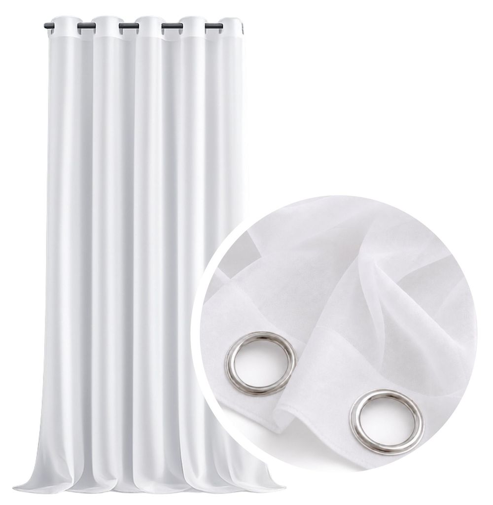 MEBLEODNOWA, Voile-Gardine mit Ösen, Glatter Voile, Weiß, Produktbild 