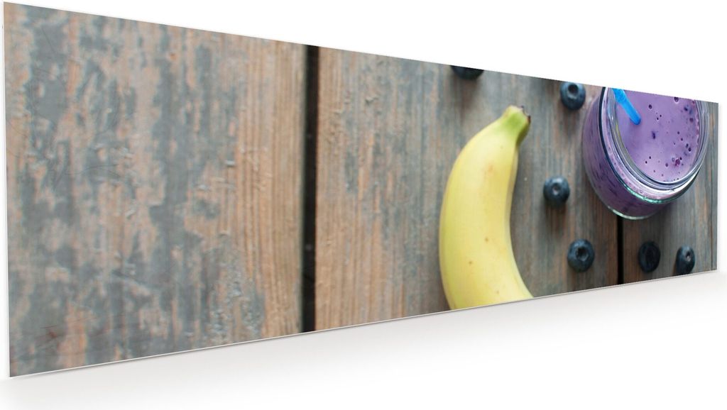 Glasbild Wandbild Banane und Smoothie 120x40cm in XXL für Wohnzimmer, Schlafzimmer, Badezimmer, Flur