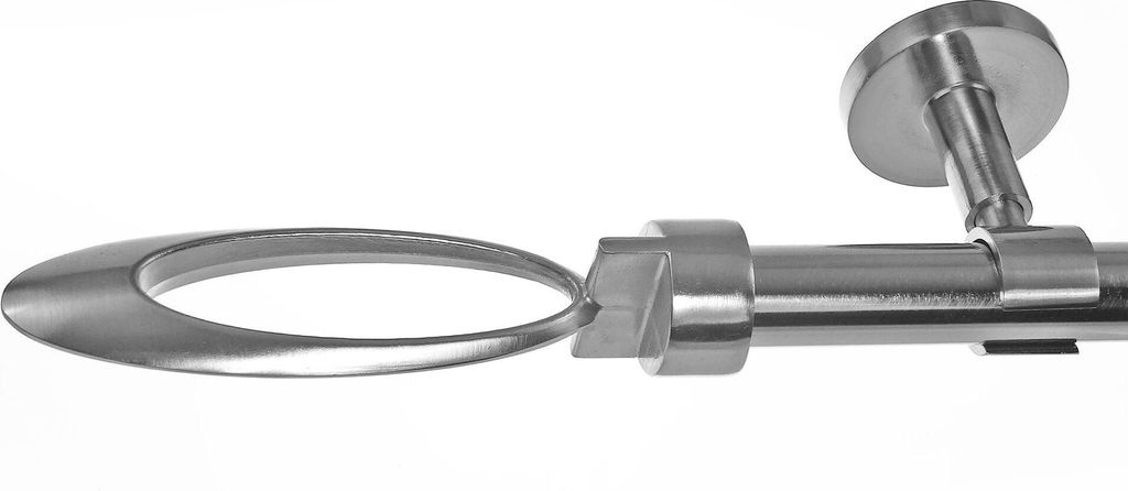 Gardinenstange Edelstahl look, Metall, Durchmesser 20mm Deckenträger D31, 1-läufig, Länge 160, Endkappe E85