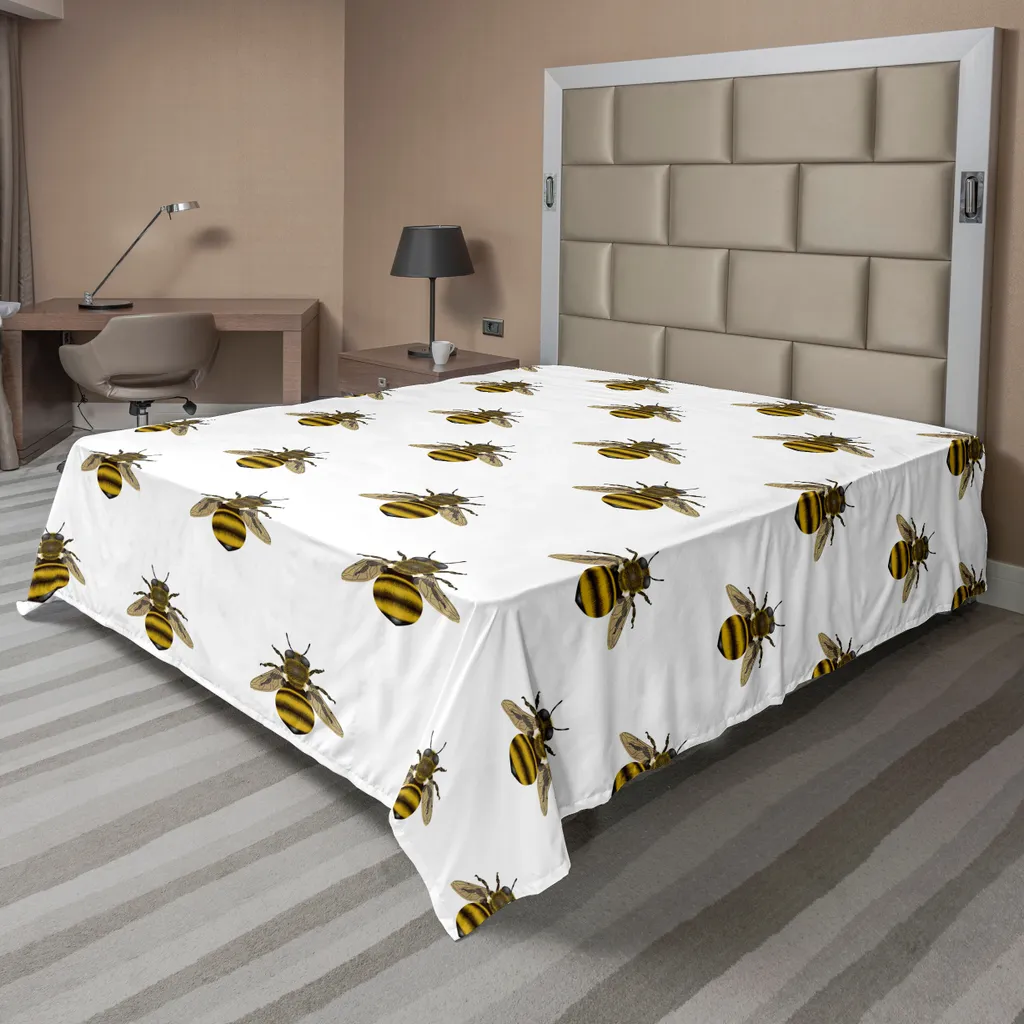 Lenzuolo Piano ABAKUHAUS Api Giallo Grigio Microfibra per Hotel