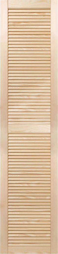 A full-frame image of a louvered wooden door.