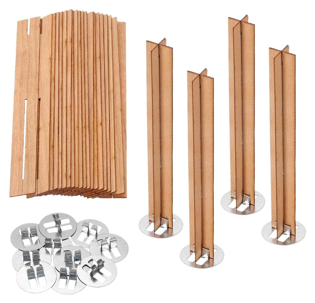 10 Sets Holzdochte, 0,6 x 4,7 Zoll natürliche Holzdochte mit Ständer in Kreuzform für die Kerzenherstellung
