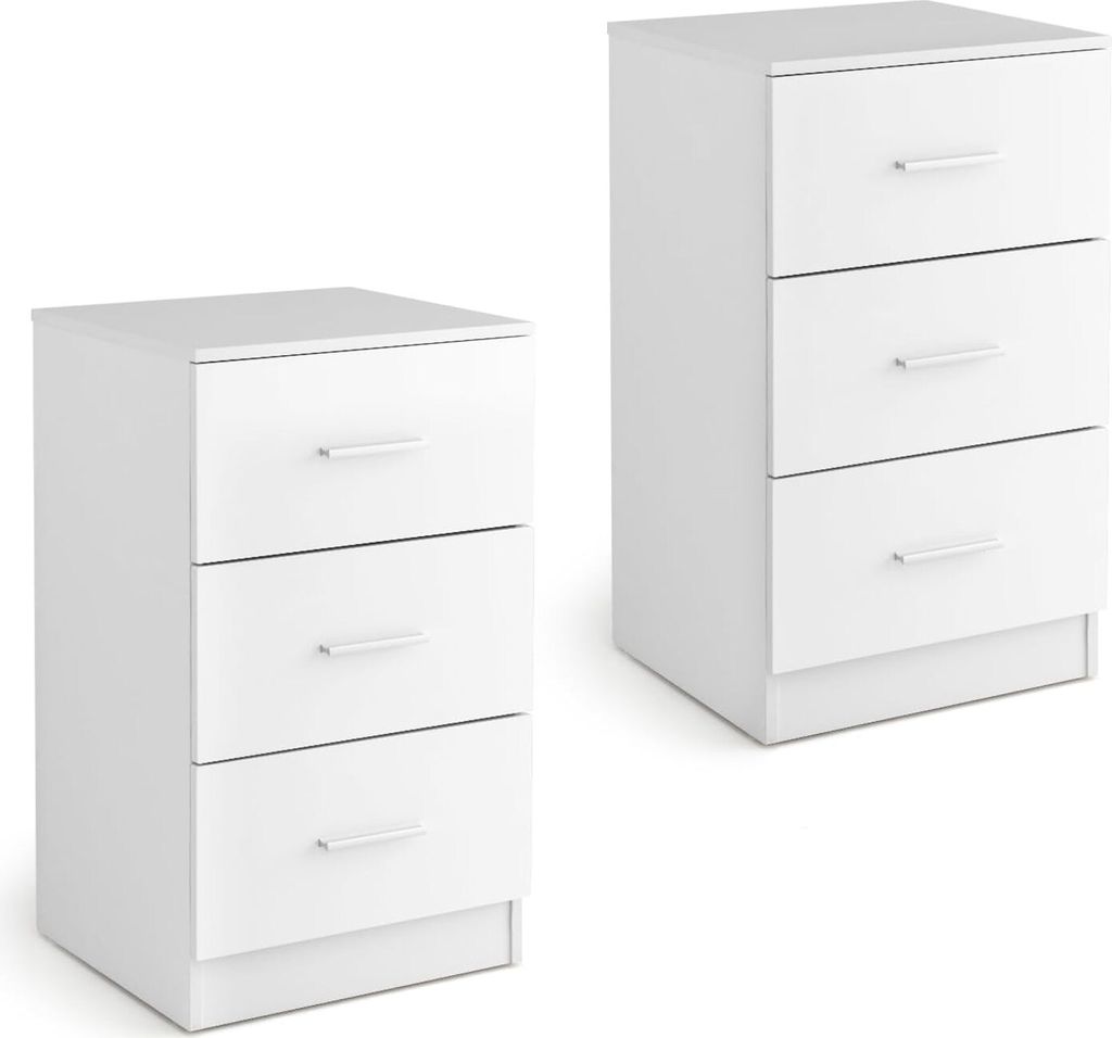 GOPLUS Nachtkommode aus Holz, Nachtkonsole mit 3 Schubladen, Universal Nachttisch für Schlafzimmer, Wohnzimmer oder Arbeitszimmer, Schwarz (Weiß,...