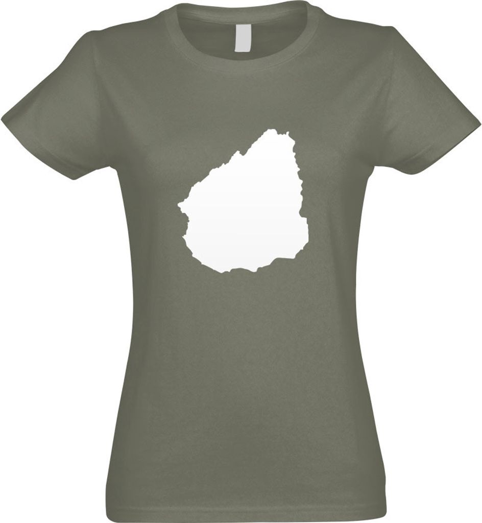 Kiwistar - T-Shirt tailliert - Damen - Olive - Uruguay Umriss Kontur - mit Motiv Bedruckt - Funshirt Design - Sport - Freizeit - Damen - L