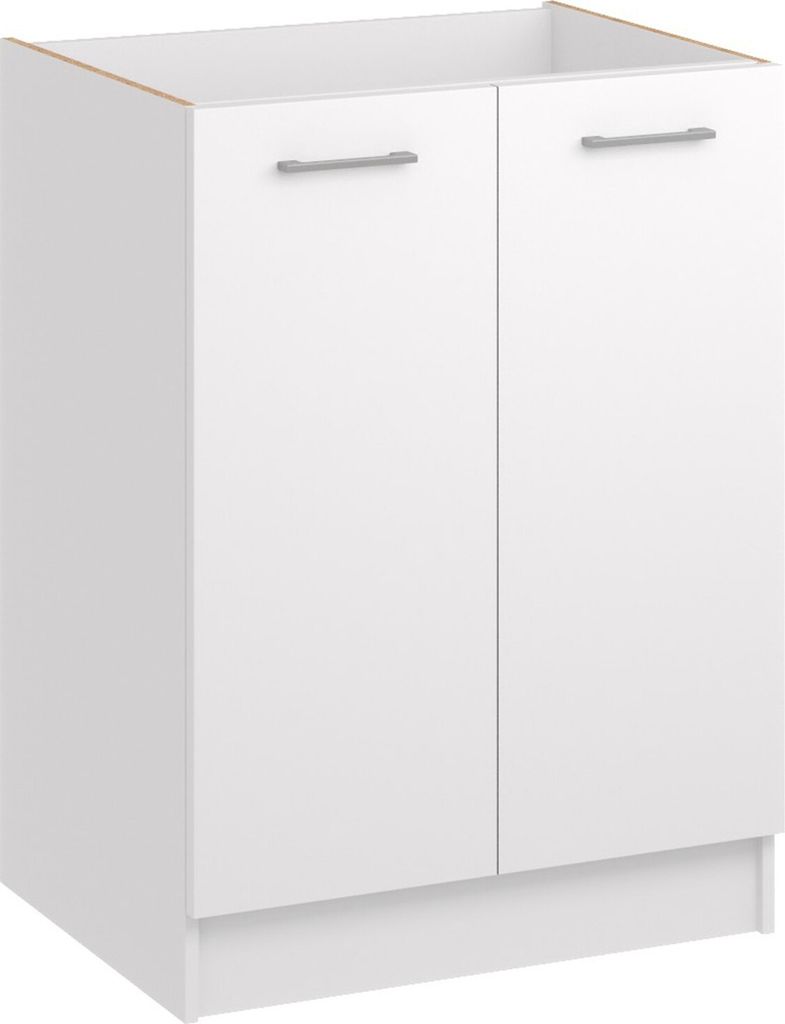 Roe Furniture | Küchenunterschrank 60 cm - Weiß - Mattweiß - Platzsparend und Vielseitig - Ohne Arbeitsplatte - Unterschränke Küche - D60