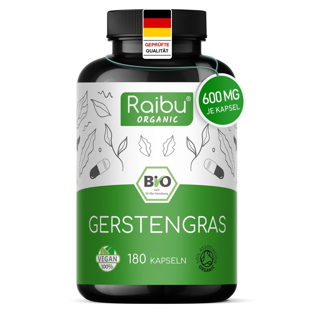 Gerstengras Kapseln Hochdosiert - 3600 mg pro Tagesdosis, 180 St - RAIBU