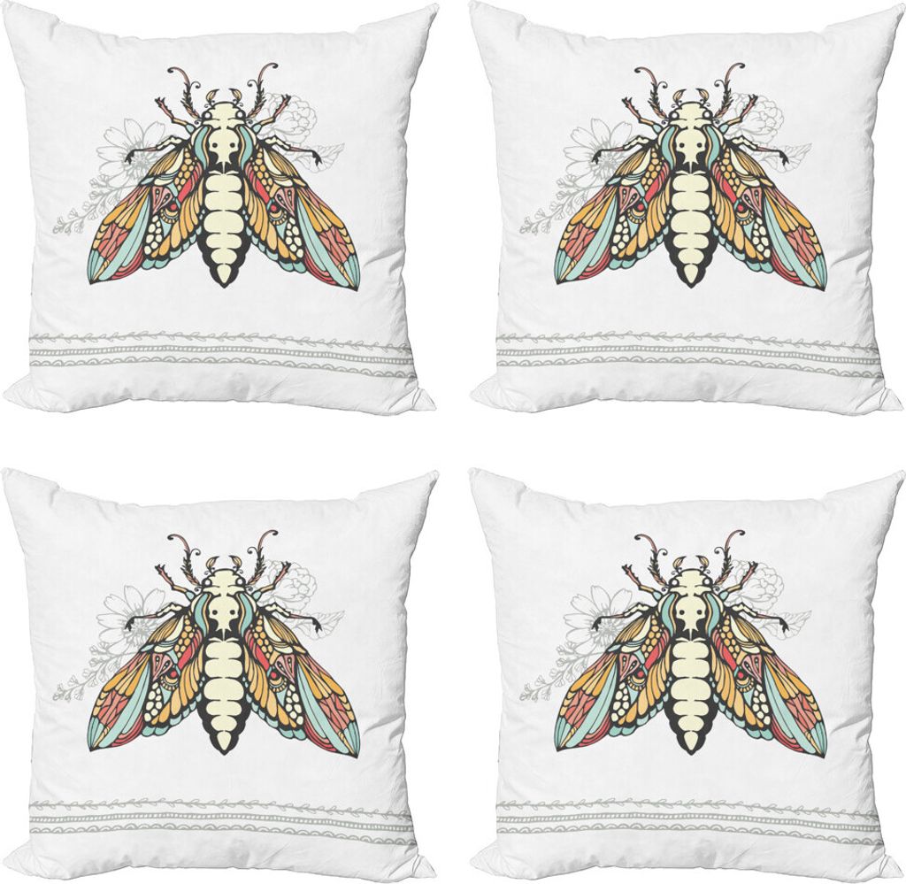 ABAKUHAUS Tod Moth Kissenbezug Set (4 Stück), Blütenblätter Gothic, Moderner Doppelseitiger Digitaldruck, 45 cm x 45 cm, Mehrfarbig