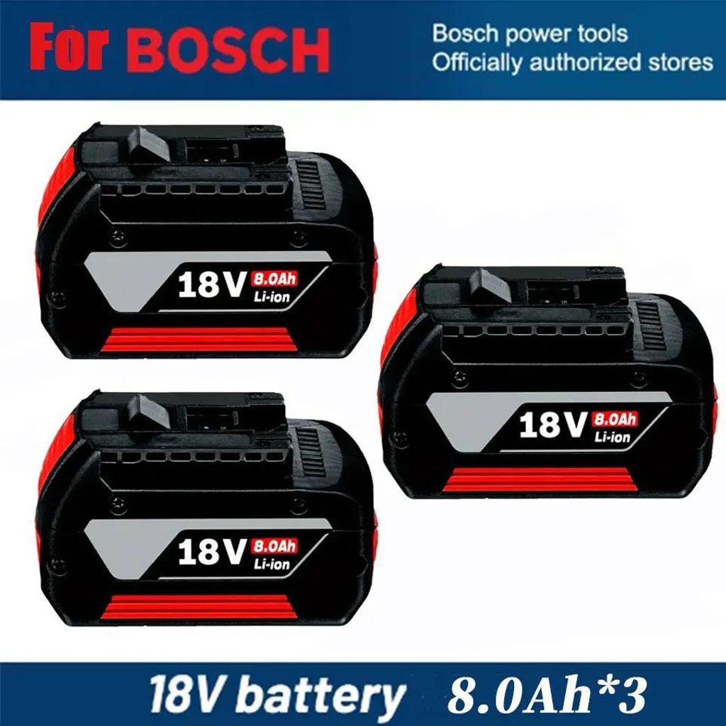 18V Akku für Elektrowerkzeuge - Li-Ion Werkzeugakku - 8,0Ah 8000mAh - Kompatibel mit BAT609 BAT618 GBA18V80 - Ersatzakku - 3er Pack