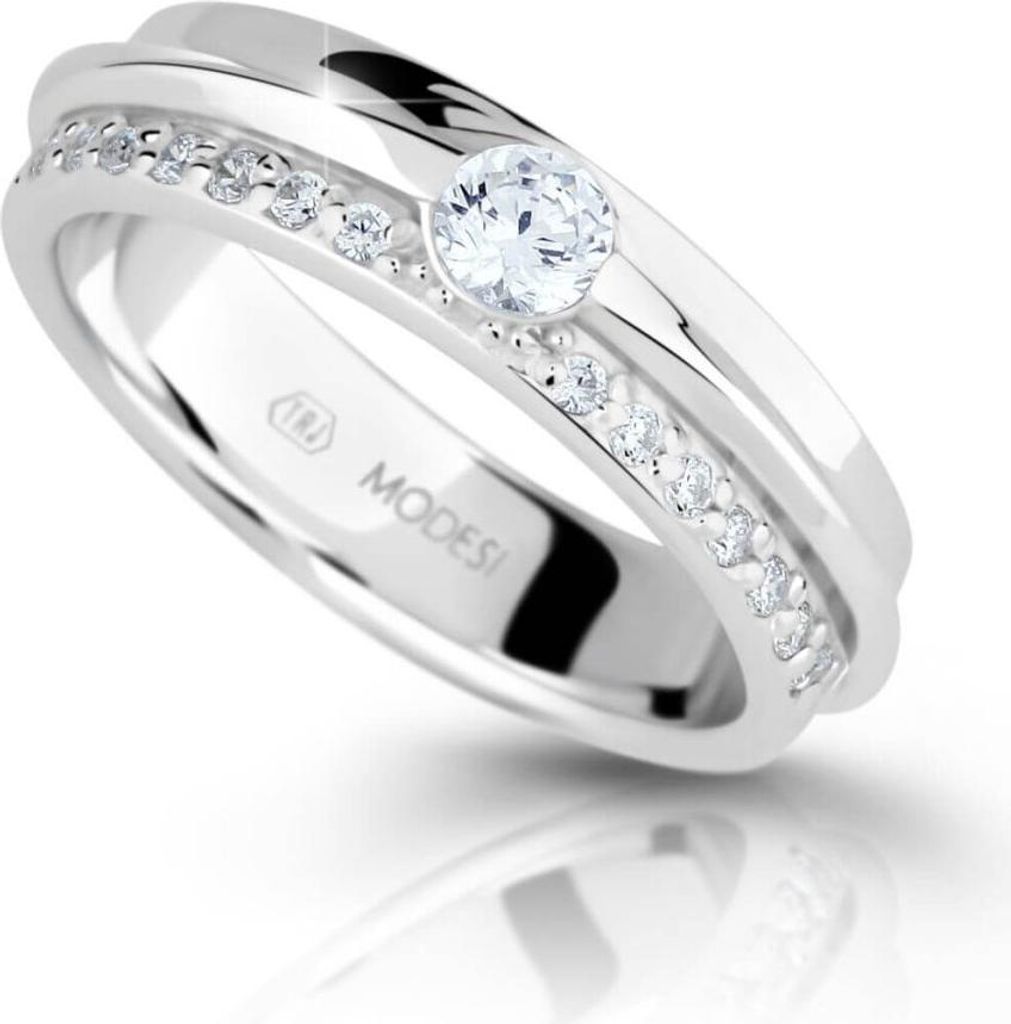 Glittering silver ring with zircons M16020 - Circuit: 52 mm