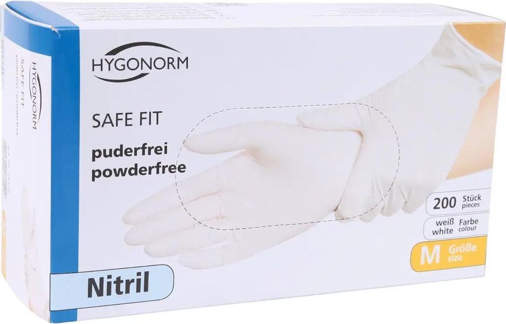Hygonorm "Safe Fit" Nitril-Handschuhe Weiß | 200 Stück : XS Größe: XS