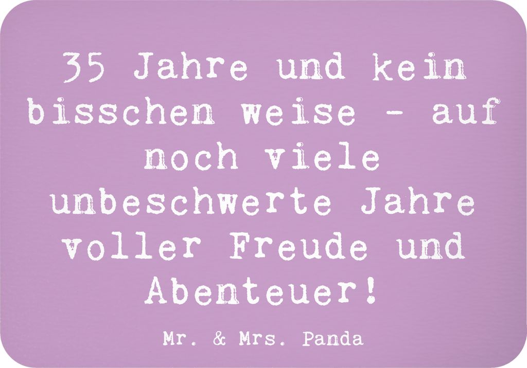 Mr. & Mrs. Panda Magnet Spruch 35. Geburtstag - Lavendeltraum - Geschenk, Abenteuerlust, Freude, haftmagnet, Jubiläum, Happy Birthday, holzmagnet,...