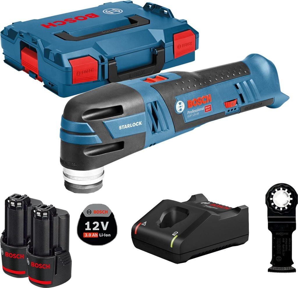 Bosch Akku-Multi-Cutter GOP 12V-28 / 2x 3,0 Ah Akku + Ladegerät in L-Boxx