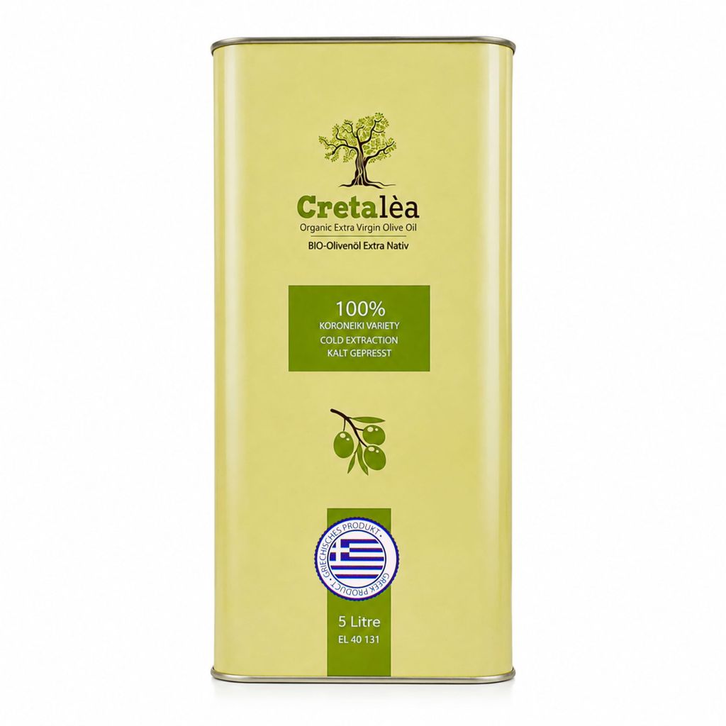 Olivenöl 5 Liter aus biologischem Anbau - Extra nativ - Kreta - kaltgepresst - 100% handverlesen, Singvogelgeschützt - neue Ernte - Cretalèa