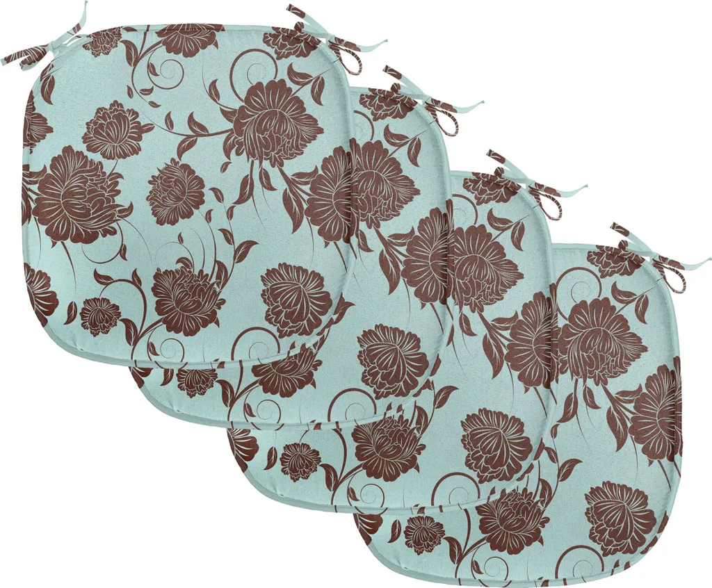 Lot de 4 Coussins de Chaise ABAKUHAUS à Fleurs Rétro Imperméables 40x40