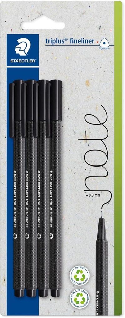 Staedtler Fineliner triplus rPP, schw. 4St BK