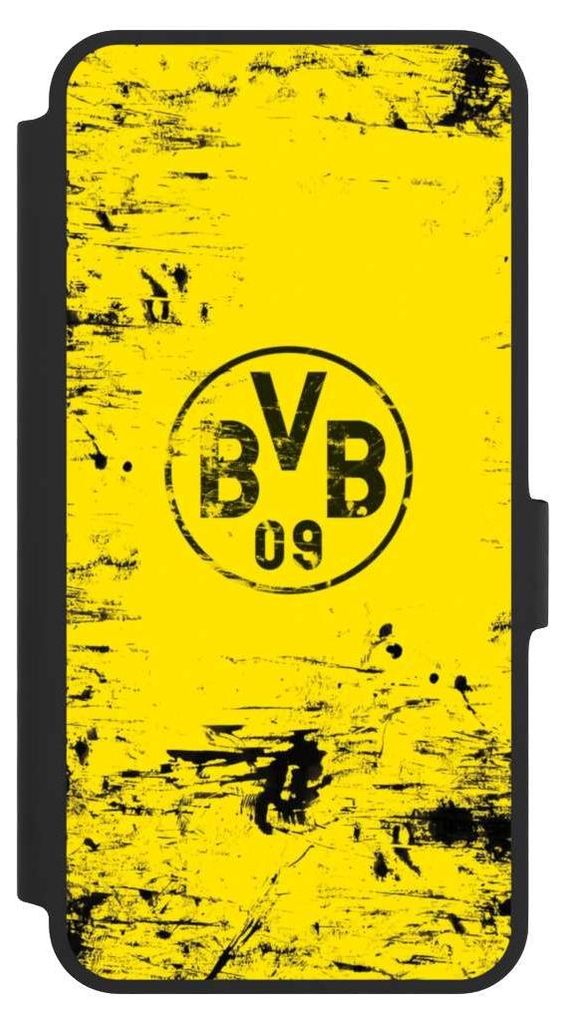 NIVOCASE Klapphülle für Samsung Galaxy A36 5G Handyhülle aus Kunst Leder NIVOflip schwarz BVB Borussia Dortmund Offizielles Lizenzprodukt