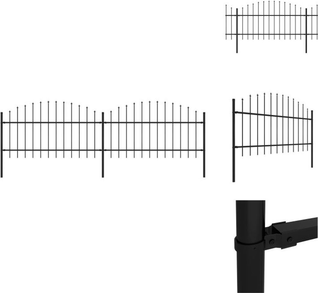 vidaXL Gartenzaun mit Speerspitzen Stahl (1 - 1,25) x 3,4 m Produktbild 