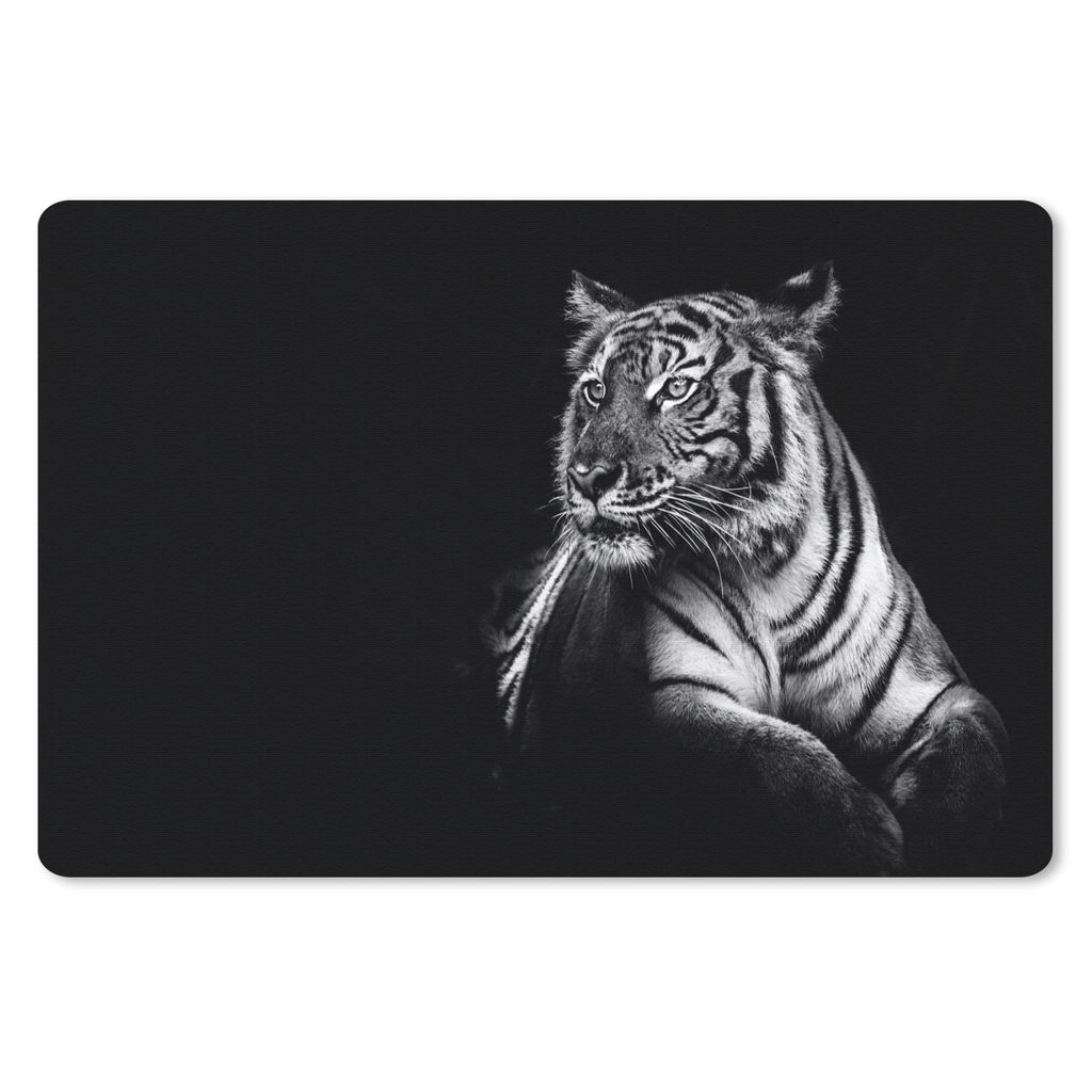 MuchoWow Mauspad Mousepad Tiger - Tiere - Schwarz - Weiß 27x18 cm - Mousepads - Maus Mat - Pad - Mausunterlage - Büroartikel - Desk Matten