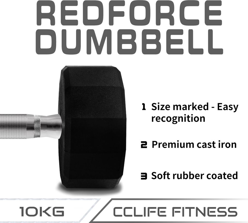 C.P. Sports Hexagon Hanteln Gummiert 1-80 Kg - Profi Kurzhanteln Für Studio & Zuhause