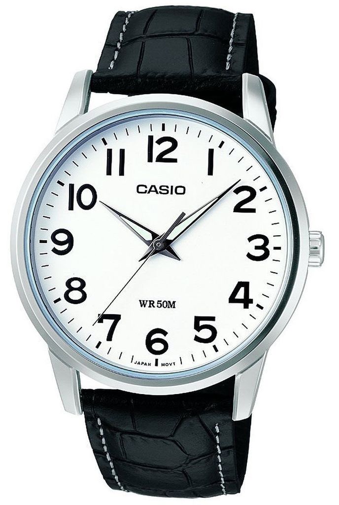 Casio Uhr Herrenuhr MTP-1303PL-7BVEF weiß Leder Armbanduhr