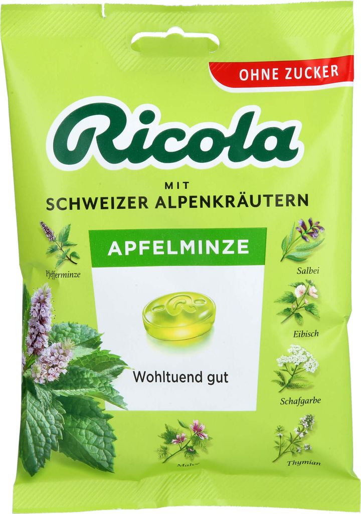 Open Food Ricola Apfelminze Kräuterbonbon - Ricola - 75 g, Produktbild 