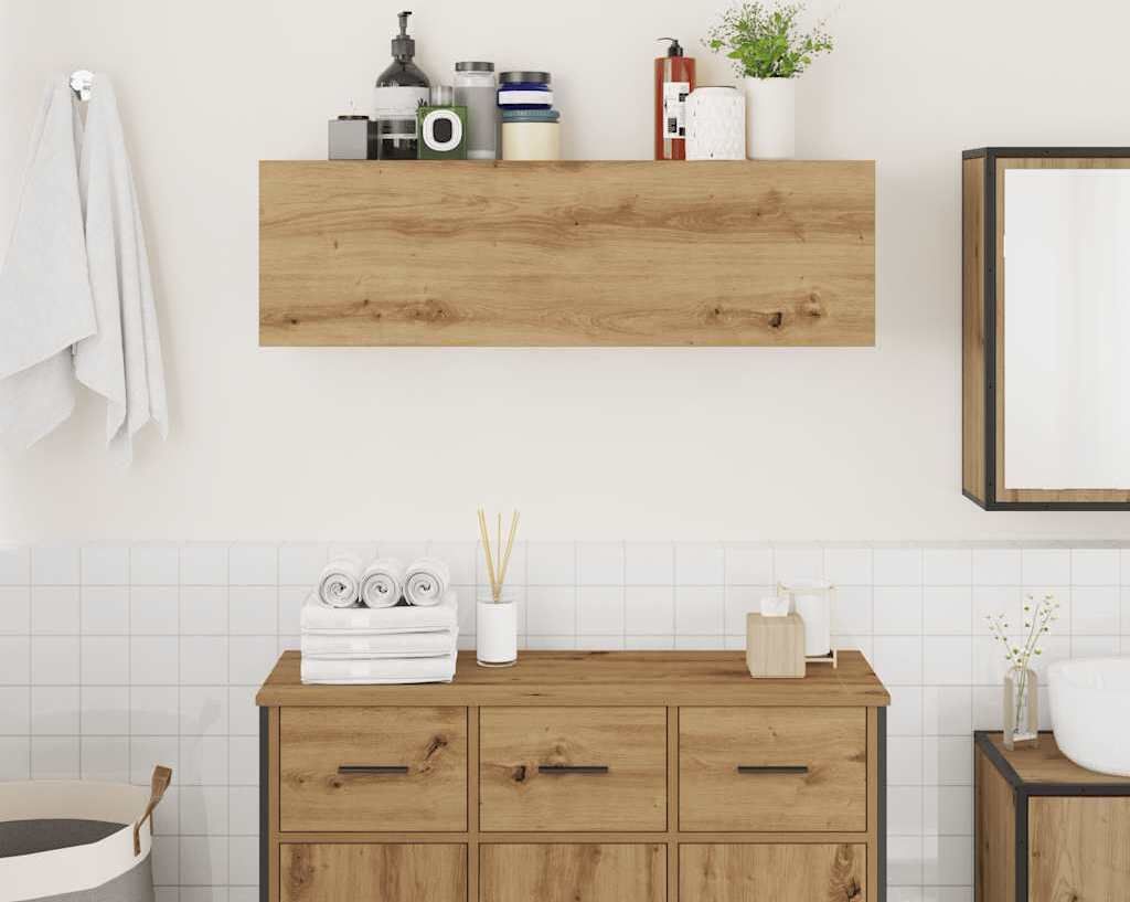Möbel Bad-Wandschrank Modernes Design - Badezimmerschrank Badmöbel - Artisan-Eiche 100x25x30 cm Holzwerkstoff Top7234101