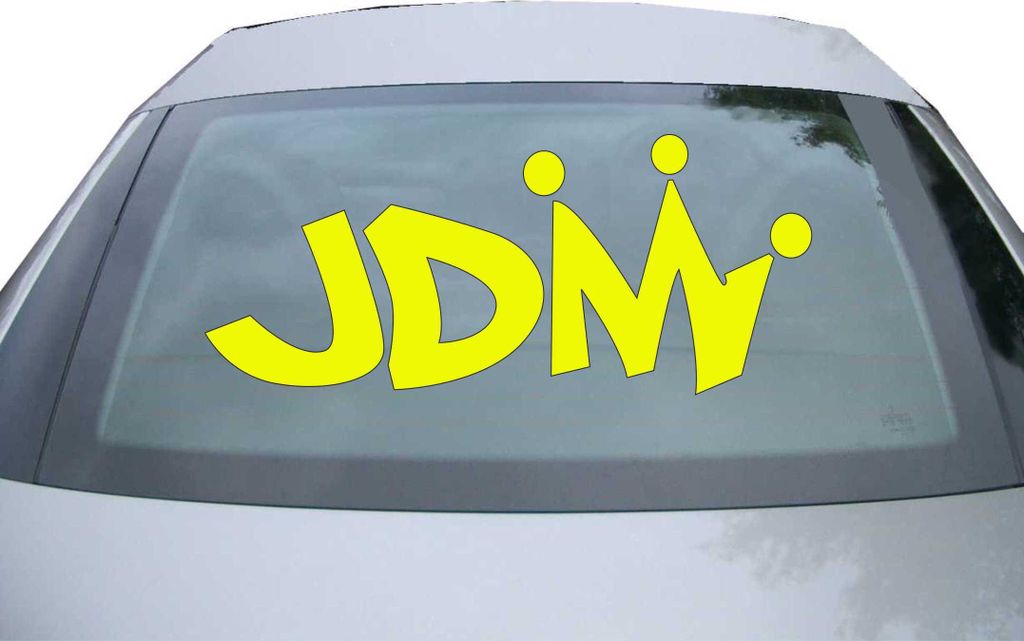 Indigos UG - Aufkleber Heckscheibe & Motorklappe DE2442 - neongelb - 600x257 mm - JDM King - Auto Scheiben Fenster Heckklappe Tuning Racing JDM - D...