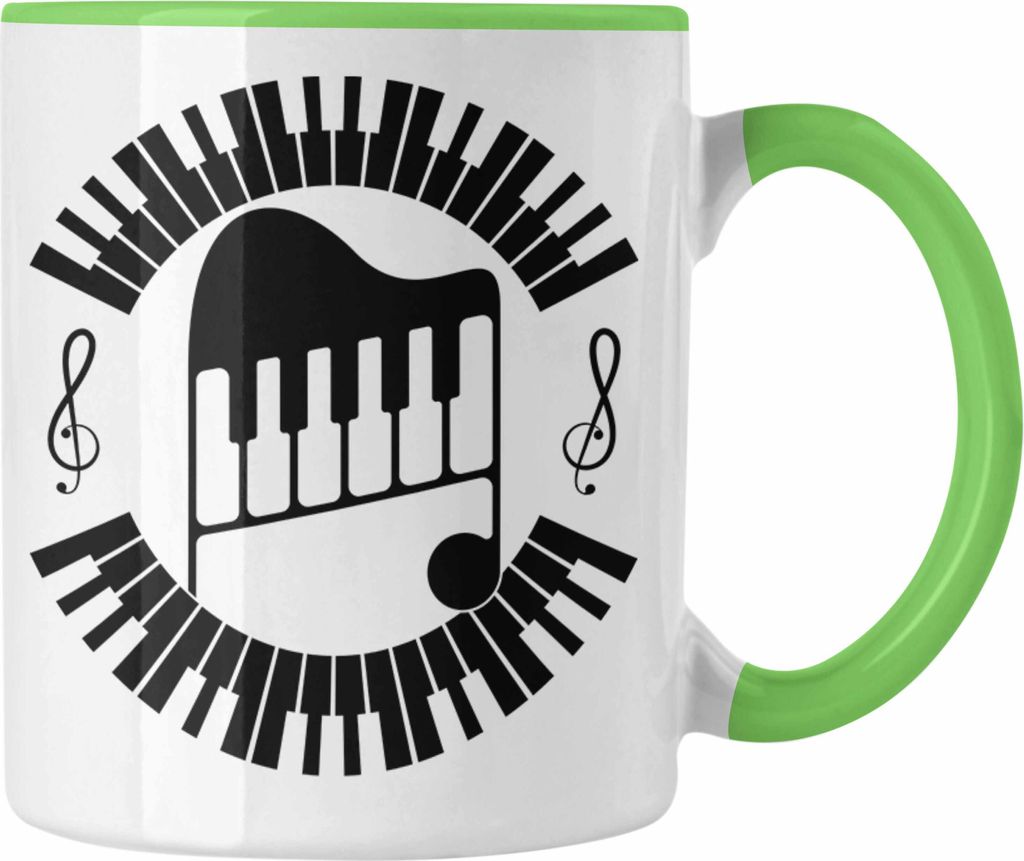 Trendation - Piano-Spieler Tasse Geschenk Klavier Kaffee-Becher Geschenkidee Flügel Musiker Klavier Klavier-Spieler (Grün)