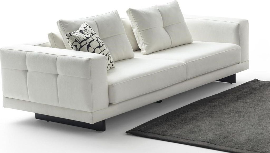 Modern weißes 3-Sitzer Sofa aus Holz mit Textilbezug