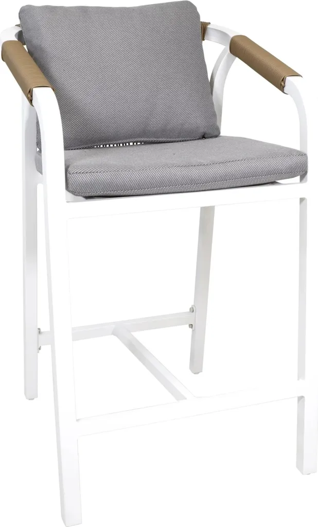 Tabouret de bar pour îlot central blanc alu et corde - Style chic