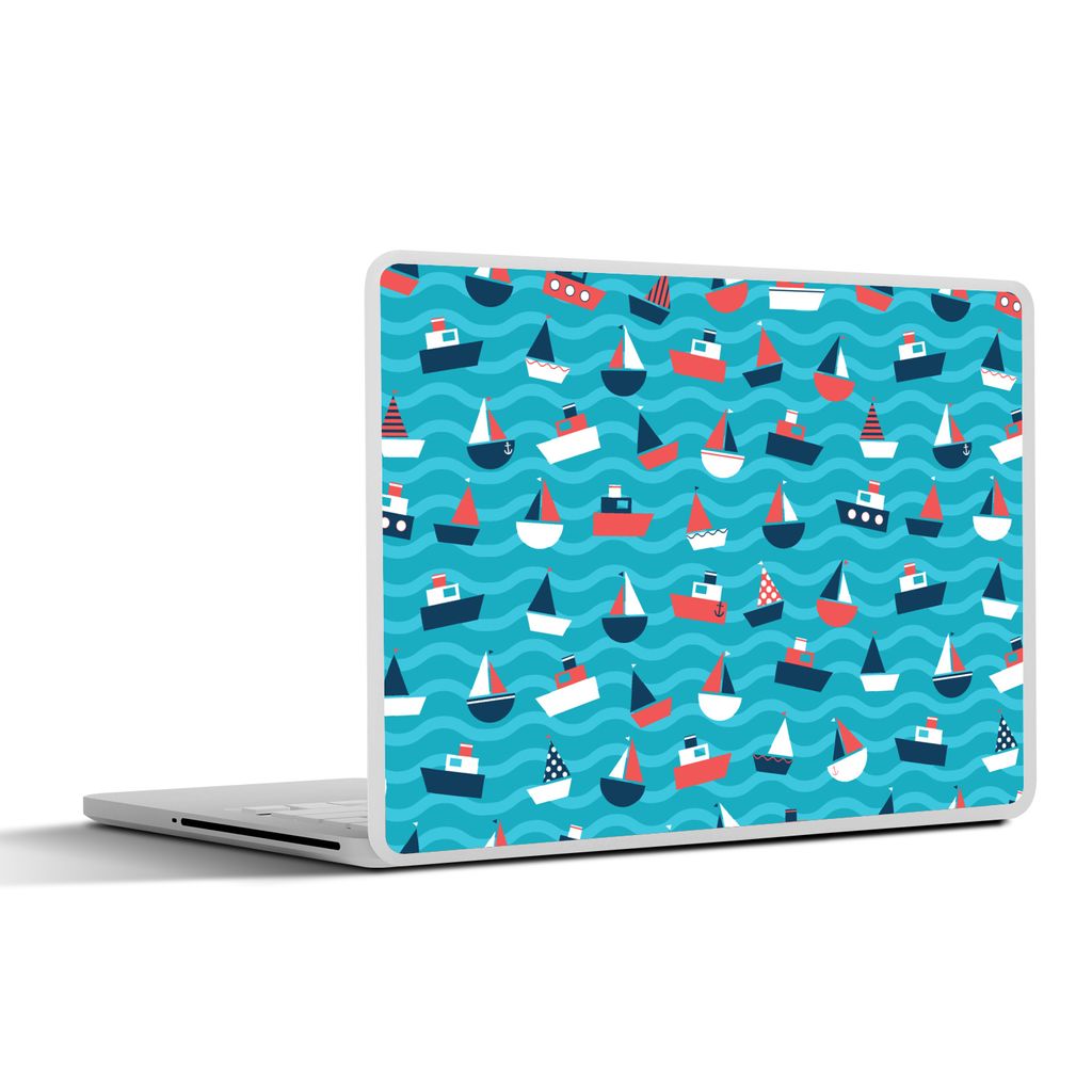 MuchoWow Laptop Aufkleber Sticker Cover Boote - Meer - Muster 30x22 cm - Laptop-Sticker