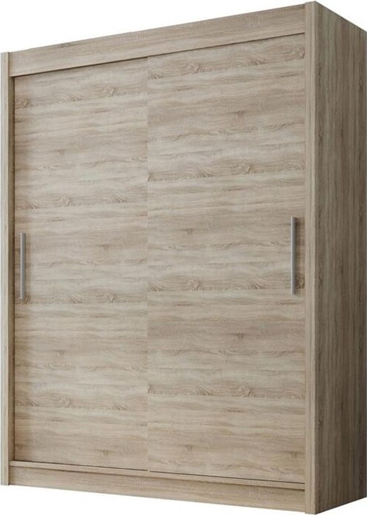 Easy4You D1 120 cm Sonoma Schiebetüren Kleiderschrank 120x200x58 cm Schlafzimmermöbel, Aufbewahrung - Mehrzweckschrank - Farbe: Sonoma
