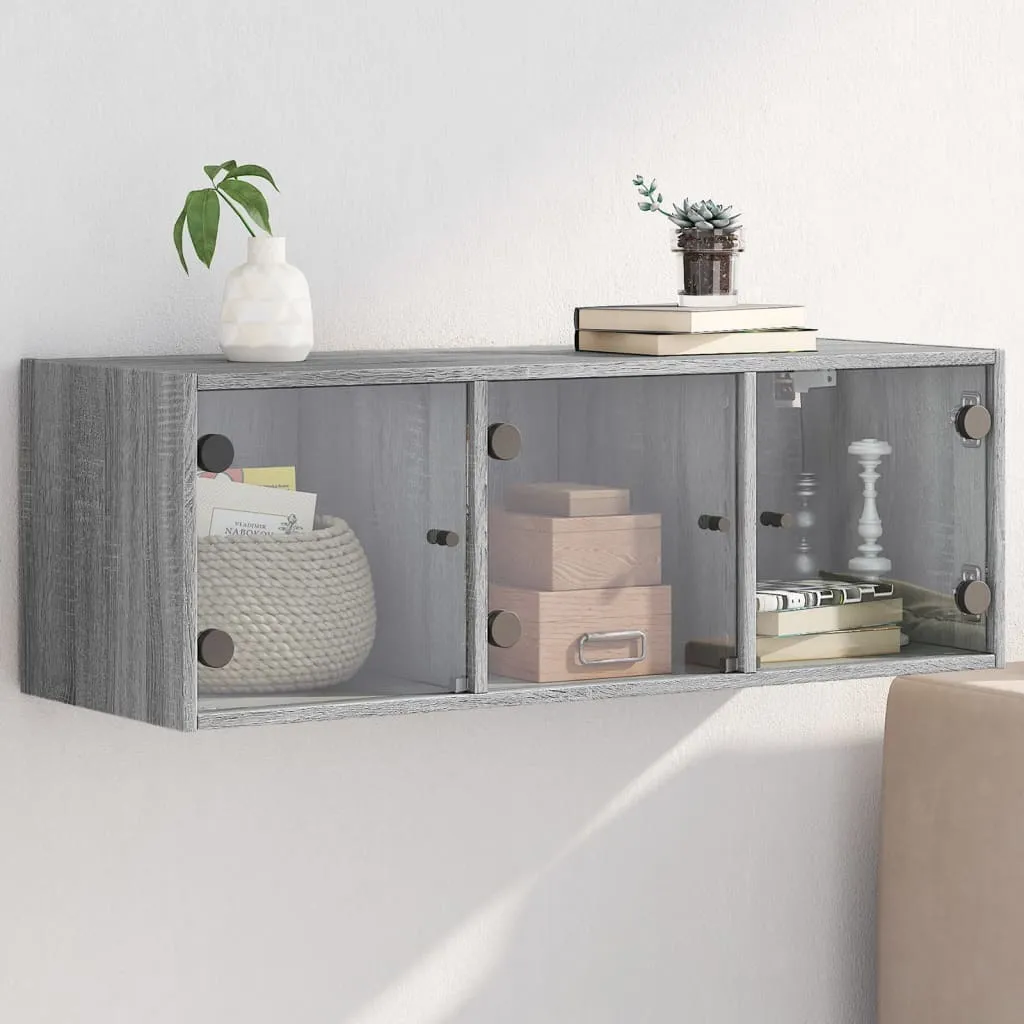 Armadio a muro con ante in vetro Grigio Sonoma 102x37x35 cm - 2