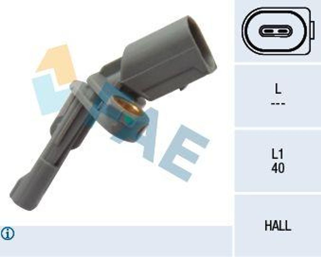 FAE 78126 Raddrehzahlsensor OE 1K0927808A kompatibel mit Q3, Alhambra, Superb, Yeti, Beetle, CC, EOS, Golf VI, Jetta, Passat Alltrack, Passat 3B, P...