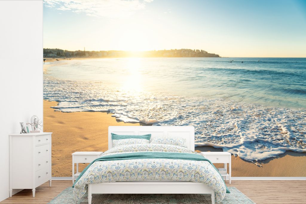 MuchoWow Fototapete für Wohnzimmer oder Schlafzimmer Wandtapete Vinyl Motivtapete Sonne - Strand - Licht - 450x300 cm - Gemusterte